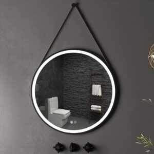Round Hanging LED Mirror | Premium Metal Frame with Hanging Belt