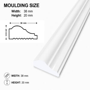 LPM-381 Paintable Moulding 8-Feet (38 mm × 20 mm) Pack Of 5